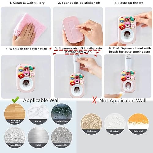 Automatic Kid Toothpaste Dispenser for Shower,Toothpaste Squeezer for Kids & Family, is Wall Mounted Bathroom Decor by Mr. Thumbs (1pc,Pastel Baby Purple) thumbnail 6