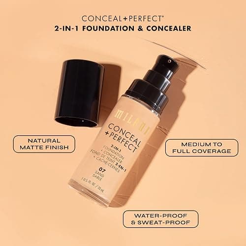 Milani Conceal + Perfect 2-in-1 Foundation + Concealer for a Flawless Complexion, Under Eye Corrector, Cover Redness and Imperfections, Waterproof and Sweatproof - Natural Beige - 05A-Natural Beige - 1 Fl Oz (Pack of 1) thumbnail 6
