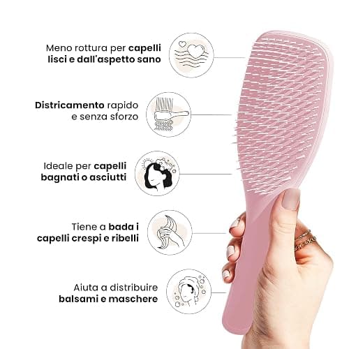 Tangle Teezer Ultimate Detangler - Districa i capelli bagnati e asciutti - Anti-rottura e scioglinodi. Design con setole a doppio livello - Spazzola adatta a tutti i tipi di capelli - Rosa Cipria thumbnail 4