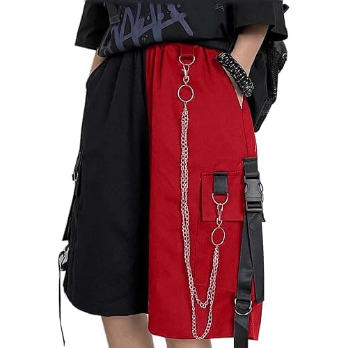 MEINVQIAOTI Black Cargo Pants for Women Street Harajuku Loose Straight Shorts Black Pants with Chains - Image 1