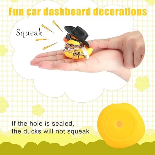 2pcs Rubber Duck Car Ornaments, Funny Rubber Ducks Car Dashboard Decorations Duck Car Accessories with Cowboy Hat Mini Scarf Necklace and Sunglasses for Car Desk Office Decor thumbnail 4