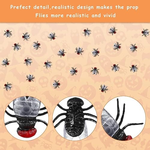 Gejoy 60 Pcs Plastic Fake Flies Mini Realistic Fly Bugs Pranks Toys | Tiny Bulk Prank Bugs, Realistic Insects for Halloween Party Pranks Jokes, Frog Crafts Teaching Props Tricking Favors thumbnail 6
