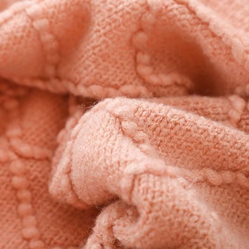 BOURINA Orange Throw Blanket 50x60 Inches Throw Textured Solid Soft Sofa Couch Decorative Knit Blanket thumbnail 6