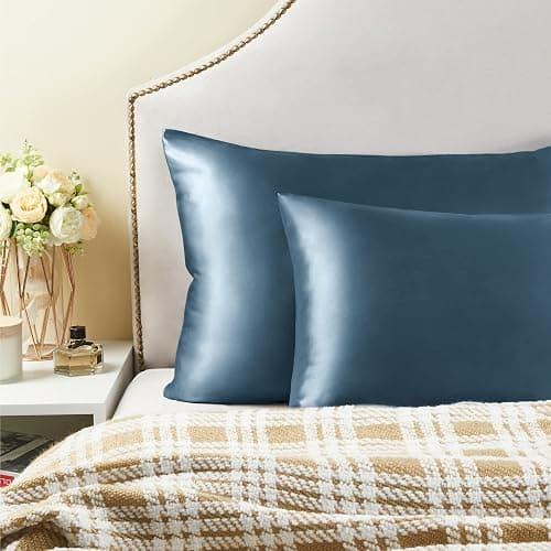 BEDELITE Satin Pillowcase for Hair and Skin, Super Soft and Cooling Similar to Silk Pillow Cases 2 Pack with Envelope Closure, Gift for Women Men(20"x26" Standard Size, Bluesteel) thumbnail 7
