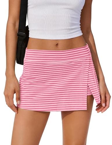 LAMISSCHE Skirt with Shorts Underneath Athletic Skorts Striped Tennis Skirt Summer Mini Skirt Gym Golf Skirts thumbnail 2