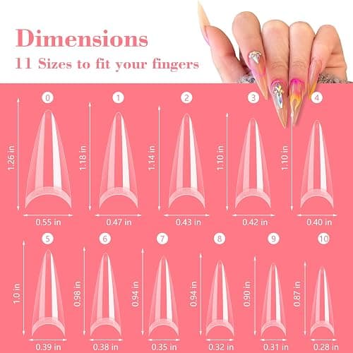 Clear Stiletto Nail Tips, No C Curve Medium Nail Tips for Acrylic Nails Professional, 550PCS Soft Gel Nail Tips Half Cover Stiletto Almond Fake Nails for Nail Extension, Use for Nail Salon Home DIY thumbnail 6