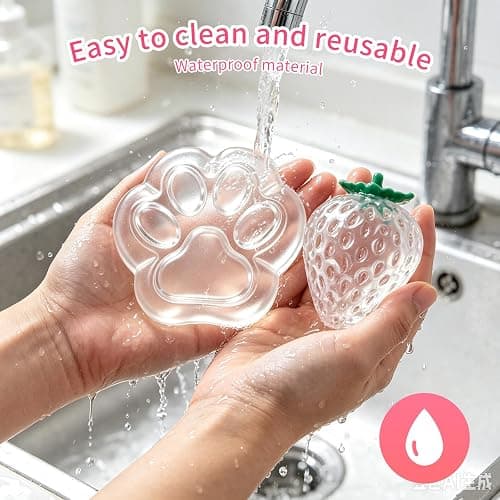8PCS Squishy Skins 3.35IN, TPR Fillable Strawberry Squishy Skins with Plugs | DIY Squishy Making Kit, Clear Strawberry & Cat Paw Empty Squishy Skin, Adult Stress Relief Handmade Stress Ball Maker Kit thumbnail 7