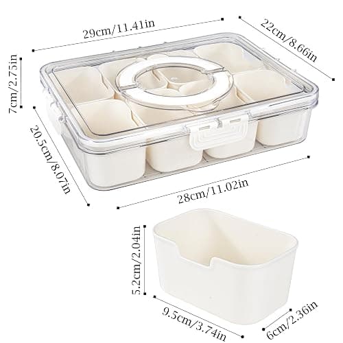 Cosnou Divided Serving Tray with Handle, 8 Compartments Snack Box for Candy, Nuts, Cookies, Fruit, Snacks Platters, Party Favor, Wedding, Home Decor(Pack of 2) thumbnail 3