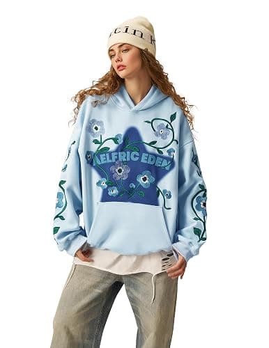 Aelfric Eden Floral Eden Star Pullover Hoodie Embroidery Graphic Hoodies Y2K Oversized Hooded Sweatshirt thumbnail 3