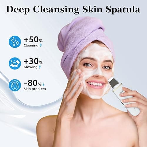 GUGUG Skin Scrubber Face Spatula Skin Spatula Pore Cleaner Blackhead Remover Tools for Facial Deep Cleansing-4 Modes -White thumbnail 2