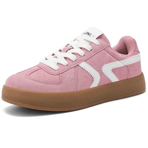 EADNLY Women's Retro Fashion Sneakers - Gum Sole Suede Casual Walking Footwear Skate Shoes Non Slip Trainers - Image 1
