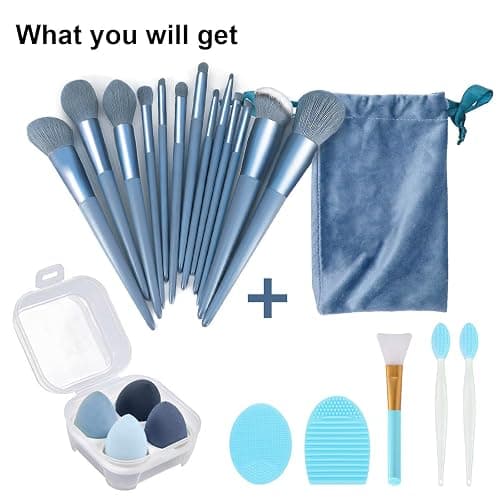 Koccido Makeup Brushes 22 Pcs Makeup Kit,Foundation Brush Eyeshadow Brush Make up Brushes Set (Blue, 22 Piece Set Large) thumbnail 7