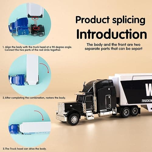 MT WORLD Toy Truck Personalized Semi Truck Toy with Name 1/48 Scale Diecast Model Tonka Container Car Carrier for Boys Teens Birthday thumbnail 6