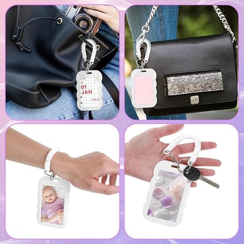 TIESOME 4 Stück Popularität Photocard Holder mit Schlüsselanhänger, ID Ausweishalter Weiß Ausweiskartenhalter Ausweishülle Kartenhülle Fotokartenhalter für Idol Album Karten Bank Studentenbus thumbnail 7