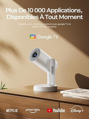 Projecteur Video 4K Supporté,Google TV, Auto Focus/Keystone WiFi Bluetooth FHD 1080P, Video Projecteur avec Rotatif 140°, Veilleuse Tactile ETOE Starfish Plus 300 ANSI Retroprojecteur ​Home Cinéma thumbnail 2