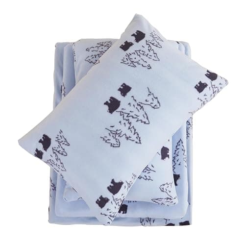 Viviland Plush Christmas Holiday Micro Fleece Twin Bed Sheet Set, Soft Fuzzy Polar Fleece Velour Velvet Twin Bear Tree Animal Printed Sheets, Extra Warm Winter Fleece Bed Sheets - Bear - Twin - Image 1