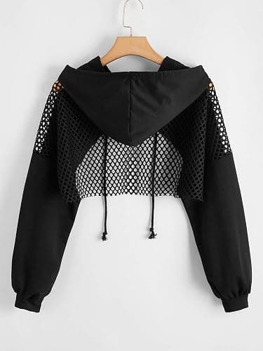 SweatyRocks Women's Casual Solid Cut Out Front Long Sleeve Pullover Crop Top Sweatshirt thumbnail 2