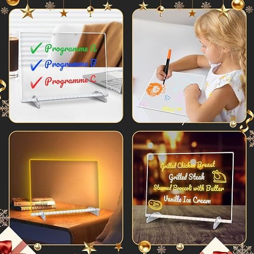 LED Note Board with Colors, 13.7"X10" 4 Modes &7 Colors Acrylic Dry Erase Boards with Light, Include Adapter, Hanging Chain, Led Drawing Board for Kids with Stand,7 Markers, Spray Bottle thumbnail 7