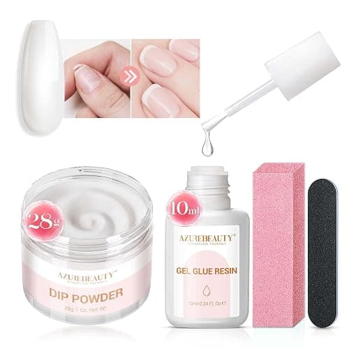 AZUREBEAUTY Nail Repair Kit Transparent Crystal for Broken Cracked Split Weak Nails, Ideal Solution Emergency Easy Quick Fix Dip Powder 28 g 1 Oz Quick-Drying Repair Glue 10 ml Nail File Nail Buffer - Image 1