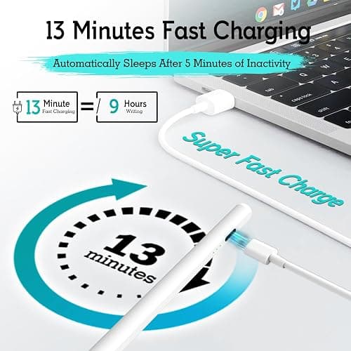 MYSTILUCK Stylus Pen for iPad 11th & 10th Gen - 2X Faster Charging, Tilt & Palm Rejection, Works with iPad Pro 12.9/11/M4, Air 5/M2, Mini 6, iPad 6th-11th Gen (2018-2025) thumbnail 3