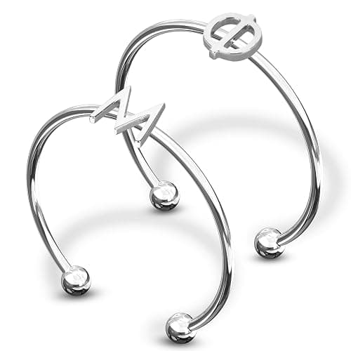 Sorority Shop Phi Mu Stacking Ring Set - Adjustable Rings with Silver Plating - Image 1