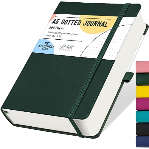 STATIONERY ISLAND Taccuino Puntinato A5, Bullet Dotted Journal Puntinato 360 pagine, Notebook Quaderno Appunti a pois Carta Spessa da 100gsm, Copertina Rigida, Portapenne, Tasca Interna, 2 Segnalibri - Image 1