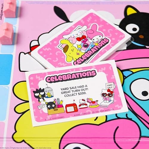 Monopoly: Hello Kitty and Friends, Buy, Sell, Trade Buildings from The Animated Series, Featuring My Melody, Badtz-Maru, Keroppi, Classic Monopoly Game, Officially-Licensed Hello Kitty Merchandise thumbnail 9