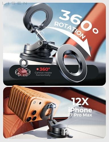 LISEN for Magsafe Car Mount, Magnetic Phone Holders for Your Car, Vacuum Phone Mount for Car Accessories for Women Men Interior Jeep BMW, SuctionPro Gifts Kits, for iPhone 17 Pro Max 16 15 14 13 thumbnail 6