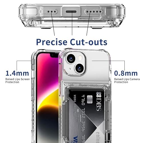 ACANDYA for iPhone 14 Case Wallet iPhone 13 Case Clear with Credit Card Holder ID Card Slot Heavy Duty Protection Shockproof Anti-Scratch Cover for Women Men for iPhone 14/13 6.1 inch Transparent thumbnail 6