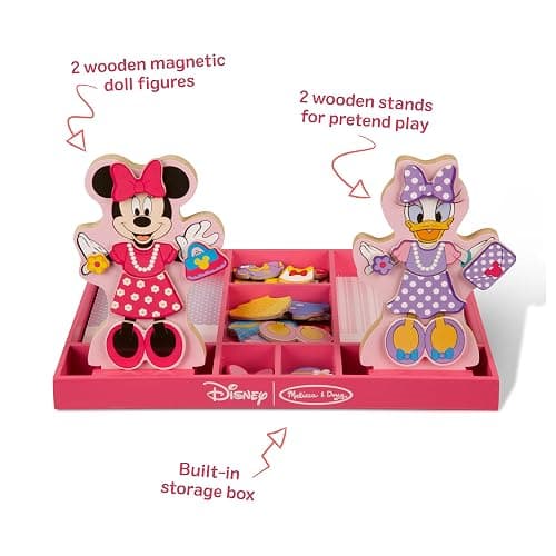 Melissa & Doug Disney Minnie Mouse & Daisy Duck Magnetic Dress-Up Wooden Dolls – Pretend Play Set (40+ pcs) Minnie Mouse Toys, Disney Dress Up Dolls for Preschoolers & Kids Ages 3+ thumbnail 4