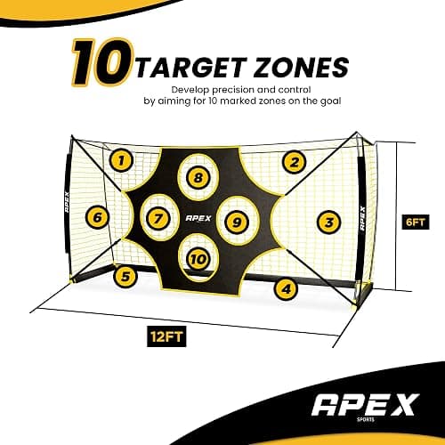 Apex Sports 12x6 FT Soccer Goal with Precision Target – Portable Soccer Net with Removable 10-Hole Target, Portable Design, Quick Setup, Ground Stakes & Collapsible Frame for Indoor/Outdoor Training thumbnail 6