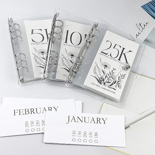 12-Month Money Savings Challenges Book with Envelopes, 3 Pcs Money Saving Binder, Money Binder for Cash Saving for Office, Home, School (2.5K+5K+10K) thumbnail 4