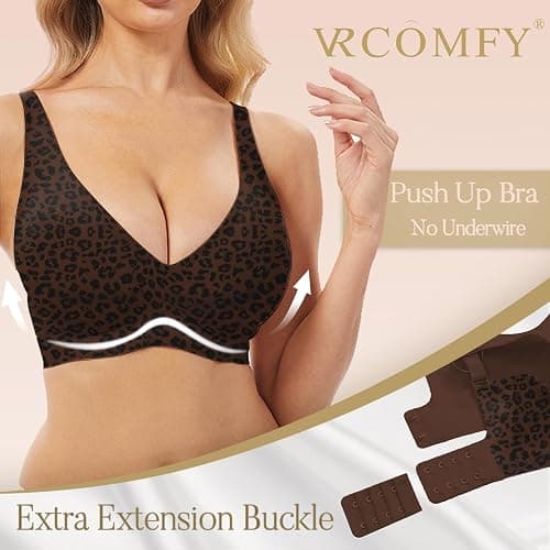 Jelly Wireless Bra Deep V Push Up Seamless T-Shirt Comfortable Plunge No Underwire Bras with Adjustable Straps Everyday Bras thumbnail 2