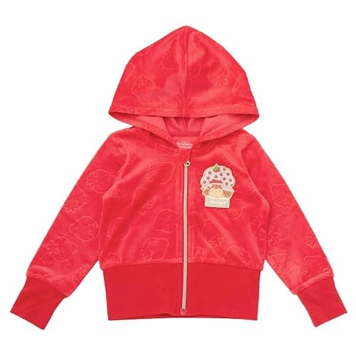 Strawberry Shortcake Velour Zip Up Hoodie and Flare Pants Outfit Set Toddler to Big Kid Sizes (4T - 10-12) thumbnail 2