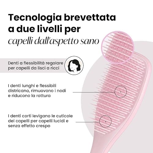 Tangle Teezer Ultimate Detangler - Districa i capelli bagnati e asciutti - Anti-rottura e scioglinodi. Design con setole a doppio livello - Spazzola adatta a tutti i tipi di capelli - Rosa Cipria thumbnail 2