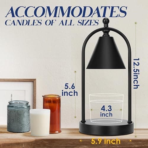 Soilsiu Candle Warmer Lamp with Timer, Electric Black Candle Warming Light for Bedroom, Dimmable Wax Melts Warmer for Home Decor Beside Lamp Gifts for Women (2 Bulbs Included) thumbnail 3