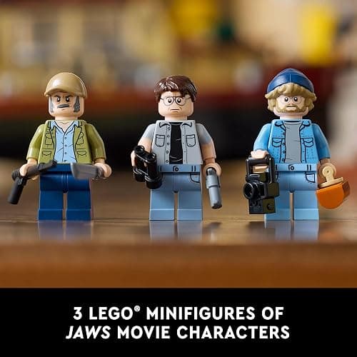 LEGO Ideas Jaws Set - Diorama Kit for Fans of The Classic Movie - Shark Toy - Movie Memorabilia Gift for Adults - Includes Orca Boat and Chief Brody, Hooper and Quint Minifigures - 21350 thumbnail 2