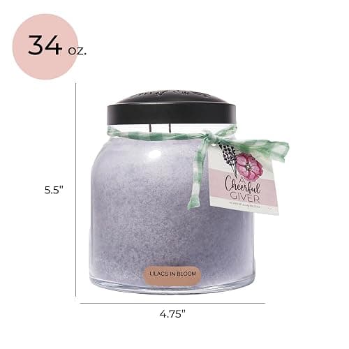 A Cheerful Giver — Lilacs In Bloom - 34oz Papa Scented Candle Jar with Lid - Keepers of the Light - 155 Hours of Burn Time, Gift Candle, Violet thumbnail 2