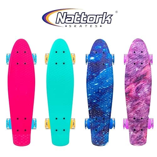 Nattork Skateboards 22 Inch Mini Cruiser Skateboard Complete Retro Skate Boards with Colorful Light Up Wheels for Kids Girls Boys Beginners thumbnail 6