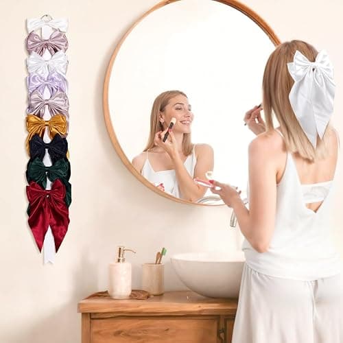 3 PCS Bow Holder for Girls Hair Bows, Ribbon Hair Clip Oraganizer Hair Barrettes Storage for Women,Wall Hanging Alligator Clip Hair Accessories Organizer Bedroom College Dorm Decor (White) thumbnail 8
