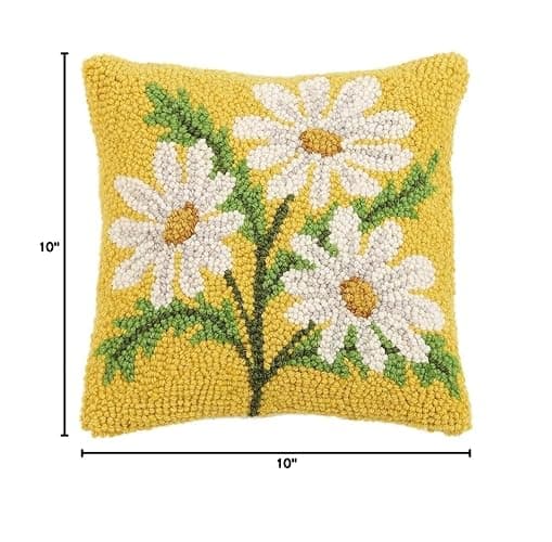 Peking Handicraft 30JES1592C10SQ Daisy Hook Pillow, 10-inch Square, Wool and Cotton thumbnail 2