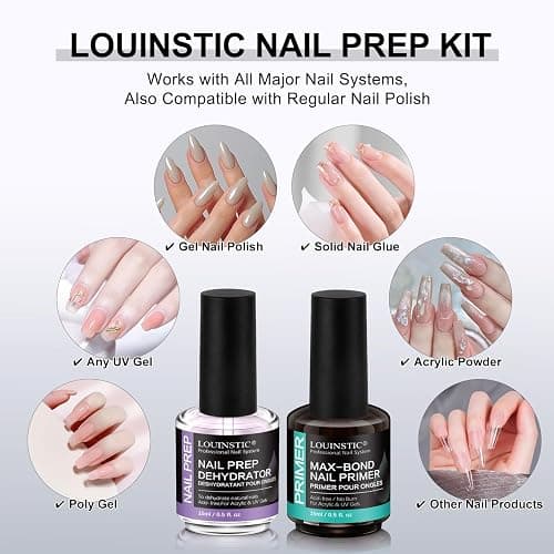 LOUINSTIC Nail Prep Dehydrator and Acid-Free Primer, Quick-Dry & Safe for Nails, for UV Gel, Acrylic, Gel Nail Polish & Press-On Nails Hema-Free – Professional Salon & DIY Manicure Kit, 15ml thumbnail 4