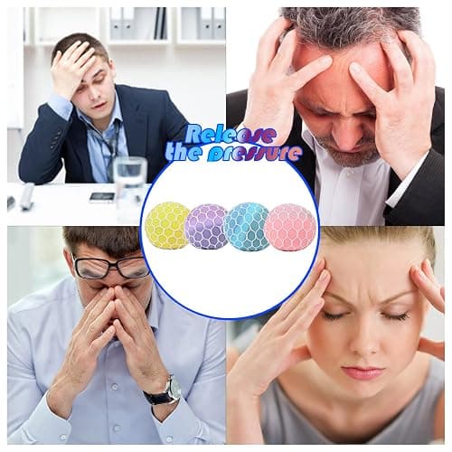 MEIEST 4 PCS Colorful Mesh Grape Stress Balls - Squeeze Color Change Fidget Toys for Stress Relief and Hand Exercise thumbnail 7