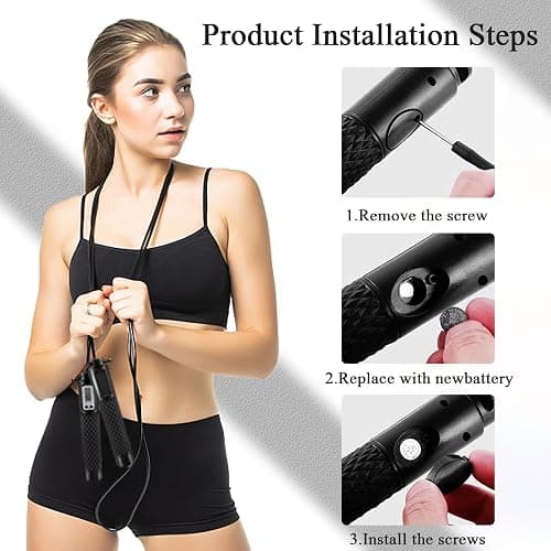Skipping Rope with Counter, Skip Rope with LED Display, Workout Equipment Non-slip Handle for Women Men Adult Kids-Jump Rope For Exercise Fat burning Workout Home or Gym personal Training Rope thumbnail 4
