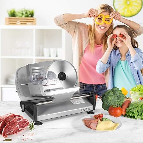 Meat Slicer Electric Deli Food Slicer with Child Lock Protection, Removable 7.5’’ Stainless Steel Blade and Food Carriage, Adjustable Thickness Food Slicer Machine for Meat, Cheese, Bread(150W) thumbnail 2