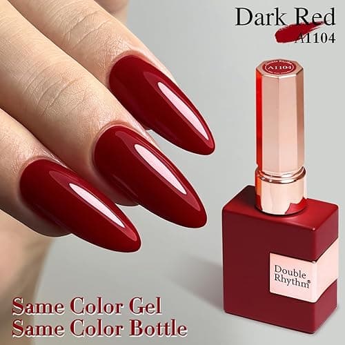 Double Rhythm 15ML Gel Nail Polish Pure Sheer Same Color Same Bottle Soak Off Gel Polish Art Manicure Salon DIY at Home for Women (Dark Red-A1104) thumbnail 7