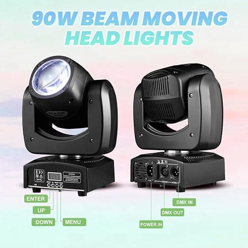 90W LED Moving Head DJ Lights Mini Beam Stage Lights Super Bright Spot RGBW 4IN1 DMX 512 12CH Sound-Activated for Wedding DJ Party Stage Lighting (90W, 2) thumbnail 3