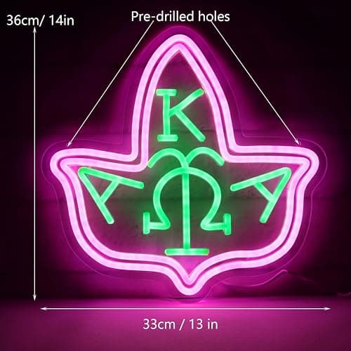 AKA Pink Neon Signs for the Wall, Greek Sorority Paraphernalia, Aka Sorority Gifts for Women Pink and Green graduation Gift, Home Accessories, Birthday Presents, Birthday Party Decorative 14 * 13inch thumbnail 3