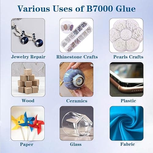 FITTDYHE B7000 Glue Clear with Precision Tip，50Ml B7000 Glue Clear for Rhinestones Glue for Crafts, Multipurpose Jewelry Glue for Fabric DIY Craft Makeup Shoes Jewelry Making Nail Art thumbnail 7