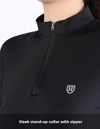 Harrison Howard Women's Equestrian Sweat Absorption Quick Drying Horse Riding Long Sleeve Shirt 1/4 Zip Base Layer thumbnail 4